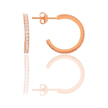 Gümüş Rose Zirkon Taşlı 19 Mm Tamtur Halka Küpe