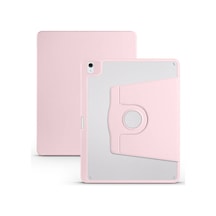 Lexroo Apple Uyumlu iPad Air 13 2025 M3 Kılıf Termik Kalem Bölmeli Dönebilen Standlı Kılıf - Pembe Silikon