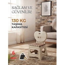 6 Adet Lüks Sağlam Dayanıklı Kullanışlı Şık Katlanır Tabure Ma115 Bej 6 Adet