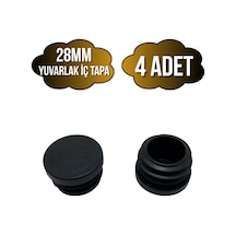 Yuvarlak Demir Profil İç Tapa Geçme Plastik Ayak Geçme Koruma Plastiği 28mm 4 Adet Siyah Siyah