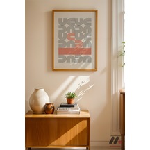 Bauhaus Tipografi Geometrik Poster, Ahşap Çerçeveli Duvar Tablosu - Modern Ev Dekorasyonu