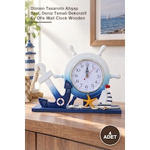 4 Adet Ahşap Marin Dümenli Duvar Saati Dümen Tasarımlı Ahşap Saat, Deniz Temalı Dekoratif Ev Ofis Wall Clock Wooden Diğer