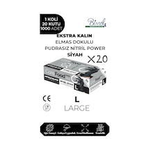 Nitril Siyah Power Muayene Eldiveni L - 1 Koli-20 Paket-1000'li