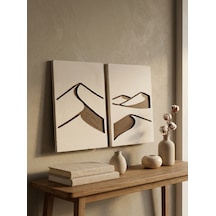 Abstract Dunes 2'li Duvar Sanatı Seti - Modern Soyut Kum Tepesi Motifli Kazıma Tablo, Organik Minimalist Tablo