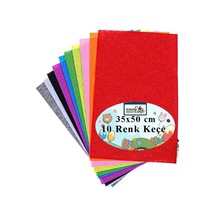 Keçe 35x50 Cm 10 Renk 1 Paket 2.0 Mm Renkli Hobi Keçesi Elişi Keçe Kumaşı Anasınıfı Kreş Okul Öncesi El Sanat