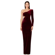Hanife Glam Couture Hanife Glam Tek Kol Kadife Elbise Bordo