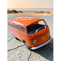Nostaljik Turuncu Volkswagen Type 2 1/32 Ölçek Metal Çek Bırak Kapılar Açılır Model Araba Çok Renkli
