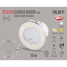 Cata Ct-5174 1,5W Sensörlü Spot Koridor Aydınlatma Armatür(472531716)