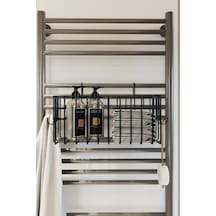 Kancalı Banyo Havlupan Askısı Fönlük Havluluk Banyo Aksesuarı Düzenleyici Banyo Rafı Siyah