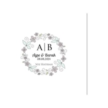 Şekilli Dalgalı Dikdörtgen Mühür Kına Nişan Düğün 3x3 Cm Özel Etiket / 50 Adet Sticker Beyaz
