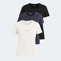Slazenger PAYTONS 3 lü Set Kadın  Ekru - Siyah - Koyu Gri Tişört