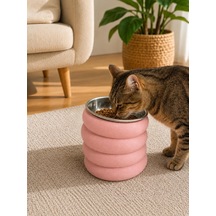Paslanmaz Çelik Hazneli Kedi Köpek Mama Ve Su Kabı Dekoratif Modern Tasarım Kırmızı / Pembe / Siyah Renk Seçenekleri