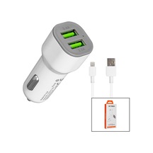 Apple Uyumlu iPhone - Kablolu Oto - Araç Çakmaklık Şarj Başlık Set 3.1a - 155w - 1mt Kablo Hy-x44 5250