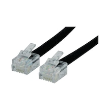 6'lı Yassı Rj12 Telefon Santral Kablosu Siyah - 20 Metre