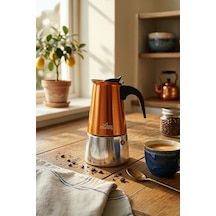 Any Morning Fe001-6 Espresso Kahve Makinesi Paslanmaz Çelik İndüksiyonlu Moka Pot 300 Ml Bakır