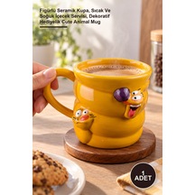 1 Adet Sevimli Hayvan Kupa Bardak Figürlü Seramik Kupa, Sıcak Ve Soğuk İçecek Servisi, Dekoratif Hediyelik Cute Animal Mug