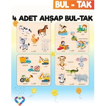 Eğitici 4 Adet Bul-tak Oyuncak Hayvanlar, Taşıtlar, İş Makineleri Ve Orman Hayvanları