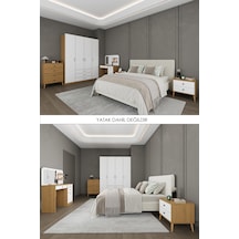 Yatak Odası Takımı 5 Parça %100 Mdf Gardırop Şifonyer Makyaj Masası Komodin Ytk03 Beyaz - Karına