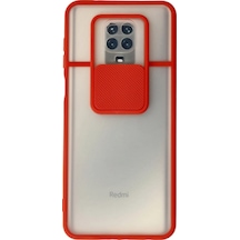 Xiaomi Redmi Note 9 Pro Kılıf Palm Buzlu Kamera Sürgülü Silikon - Kırmızı -
