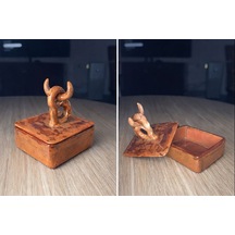 Cogo Seramik El Yapımı Seramik Boynuzlu Totem Takı & Obje Kutusu