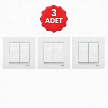 Viko Meridian 3 Adet Beyaz Komütatör İkili Anahtar Çerçeveli Set 90967002 1