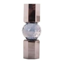 Kristal Mum Tutucu, Krom/duman, 6x6x16,5 Cm
