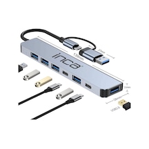 Inca Iutp-7t Usb+type-c Girişli Usb 3.0+4x Usb 2.0 Type-c 5v 2x Type-c 100w Çoklayıcı
