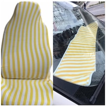 Fiat / Tofaş Uyumlu Doğan Oto Koltuk Kılıfı Zebra Çizgili Ve Torpido Havlusu Sarı