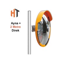 Trafik Güvenlik Aynası 60 Cm Sarı-siyah Ve 2 M Galvaniz Flanşlı Direk Set