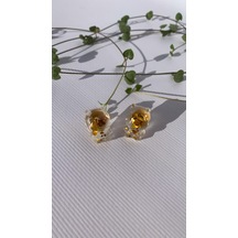 Şeffaf Gold Glitter Süslemeli Su Aygırı Şekil Gold Aksesuarlı Epo Gold