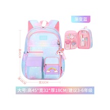 Reedark Kız Çocukları İçin Hafif Ve Büyük Kapasiteli Omuz Çantası, Degrade Renkli Prenses Tasarımı MAvi