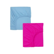 2 Adet 65 X 95 + 10 Cm Anne Yanı Lastikli Penye Kumaş Bebek Çarşafı-fuşya-mavi