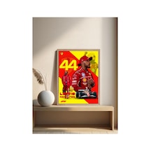 F1 Lewis Hamilton Doğal Ahşap Çerçeveli Tek Parça Dekoratif Tablo Çok Renkli - 819008149 Çok Renkli