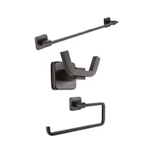 Kare Mat Siyah Ikili Askılık Kağıt Havluluk Uzun Havluluk Set Siyah