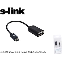 S-Link Slx-428 Mini Usb 5 Pin To Usb 2.0 Erkek-Dişi Siyah Otg Kab