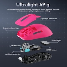 Attack Shark X3 Superlight Kablosuz Gaming Mouse 49g Ultra Hafif Fare, 26000 Dpı Pixart Paw3395 Sensör, Bt/2.4g/kablolu Üçlü Mod, 200 Saat Pil Ömrü, Ptfe Ayaklar, Pc/xbox/ps/mac Red Açık Beyaz