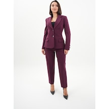 Velnara Moda Mürdüm Modern Klasik Kadın Takım Elbise - Düğme Detaylı Ceket & Dar Paça Pantolon Mürdüm - 942454823 Mürdüm