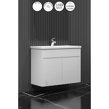 Çiğdem Asma 80 Cm Beyaz Mdf Lavabolu Banyo Alt Dolabı Beyaz