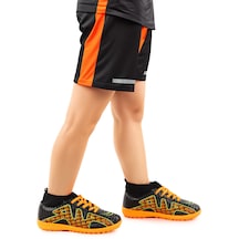 Kiko Kids Persep Boğazlı Halı Saha Erkek Çocuk Futbol Ayakkabı Siyah - Turuncu