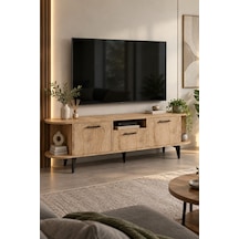 Sulorahome Bej Renkli Suntalam Tv Sehpası 160 Cm 3 Kapaklı Ve Raflı Yeşil