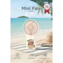 Masa Aksesuarı Fan Ferahlatan Cihaz Şarjlı El Vantilatörü Mini Taşınabilir F70 Beyaz
