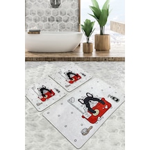 Dogs Shower Banyo Halısı Djt 3 Lü Set Çok Renkli
