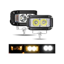 Off Road Led Lamba Turuncu Çakarlı Beyaz Ledli 3 Fonksiyonlu 5,5 X 10 Cm 4 Adet
