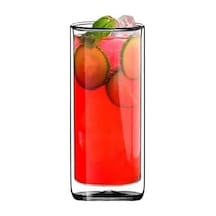 Yeni Tasarım, Çift Cidarlı Cam Su, Latte, Meşrubat, Smoothie Bardağı, 270 Ml, 1 Adet - 12325 Açık Kırmızı