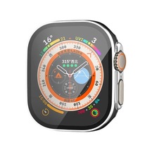 Watch Ultra 49mm Legend Camlı Kasa Ekran Koruyucu - Siyah-gümüş
