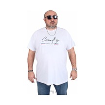Starbattal Erkek Büyük Beden Sıfır Yaka Tişört Country 25174 Beyaz Beyaz