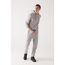 Avva Gri Eşofman Altı Esnek Yumuşak Doku İnterlok Kumaş Lastikli Paça Unisex Standart Fit Normal Kesim   B003400 Gri