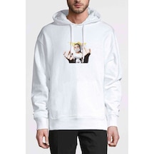 Eminem The Real Slim Shady Baskılı Beyaz Erkek Kapşonlu Sweat