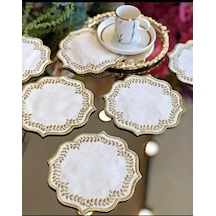 Yuvarlak Gold 6'lı Linen Keten Kokteyl Kahve Yanı Sunum Peçetesi