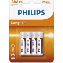 Philips R03L4B/10 LongLife AAA İnce Kalem Pil 4'lü
